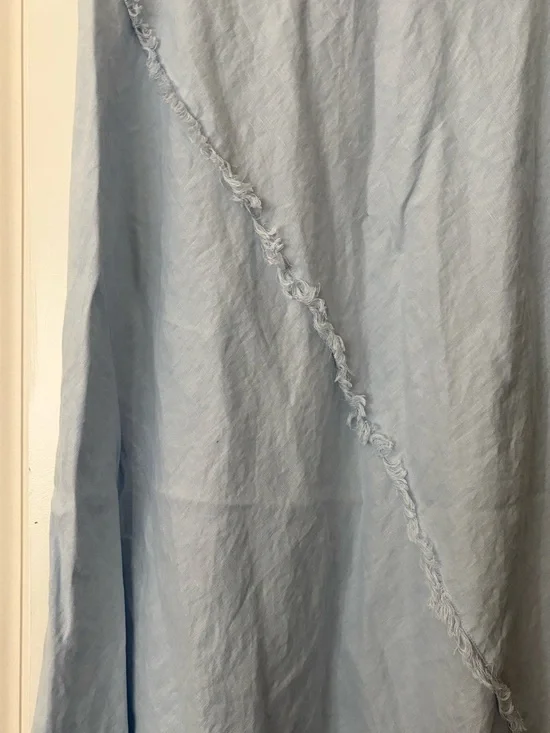 DKNY blue linen aline skirt size L elastic waistband - Picture 2 of 4